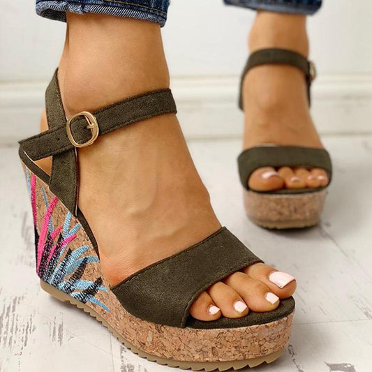 Wedges Shoes High Heels Casual Platform Print
